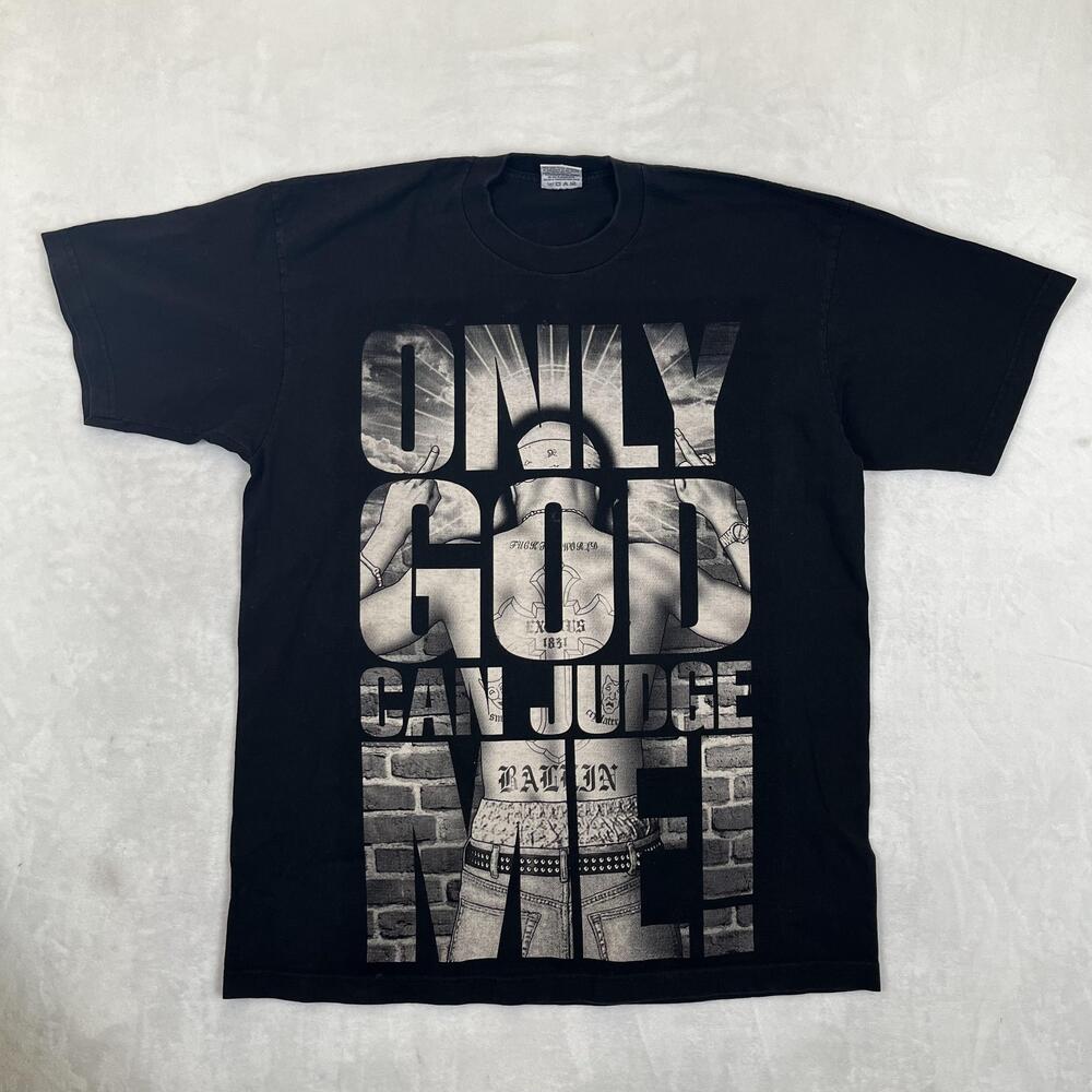 Vintage 2Pac Tupac T-Shirt Mens 2XL Black "Only God Can Judge Me" Y2K